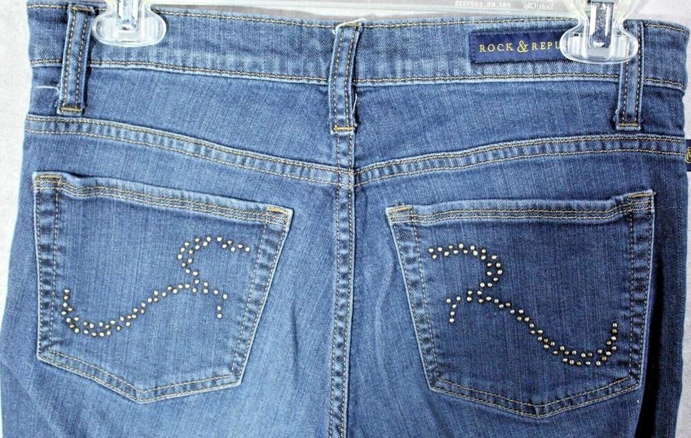 Rock & Republic Berlin Skinny Jeans Womens 6 Blue Wash Mid Rise Stretch